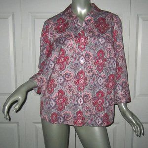 TALBOTS Pink Paisley Long Sleeve Blouse Size 16WP NWT